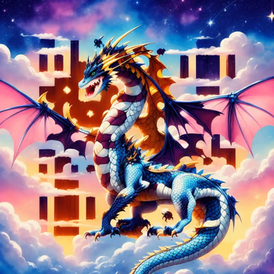 Blue Winged Dragon Fantasy QR Code for Posters — image 1