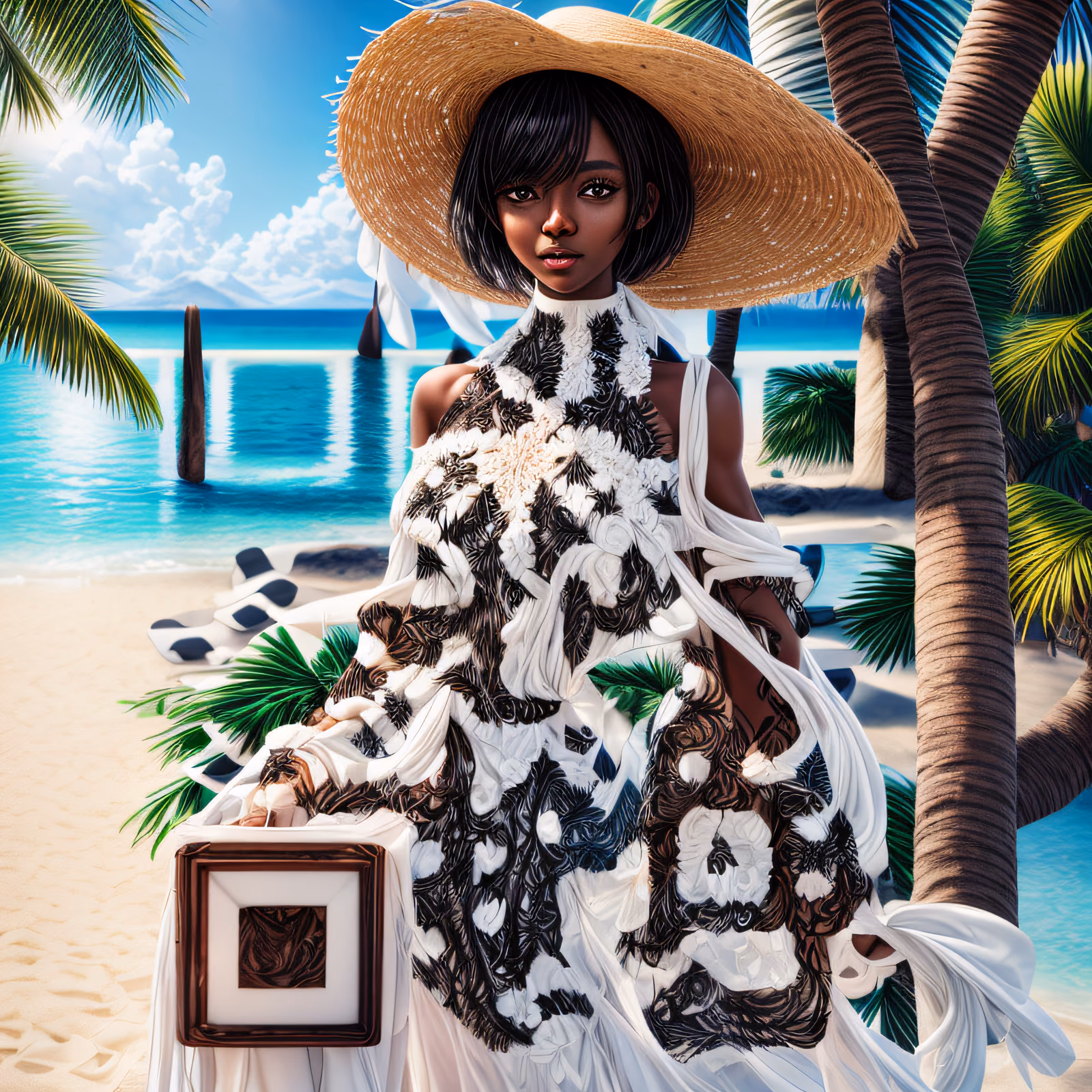 Beach Fashion Woman 3D Render QR Code for Posters — image 1