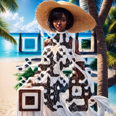 Beach Fashion Woman 3D Render QR Code for Posters — image 1