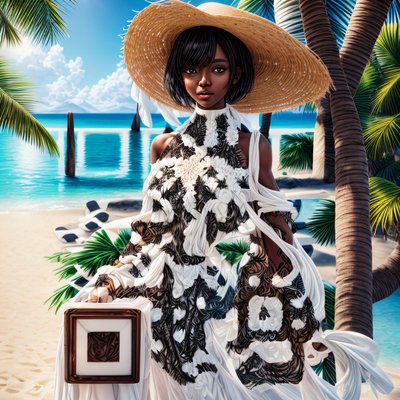 Beach Fashion Woman 3D Render QR Code for Posters