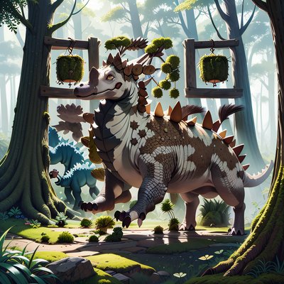 Stegosaurus Forest Cartoon QR Code for Posters