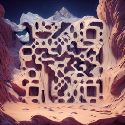 峡谷岩壁3D渲染二维码艺术 — 图片 1