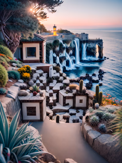Coastal Cliff Lighthouse Photorealistic QR Code for Posters — image 1