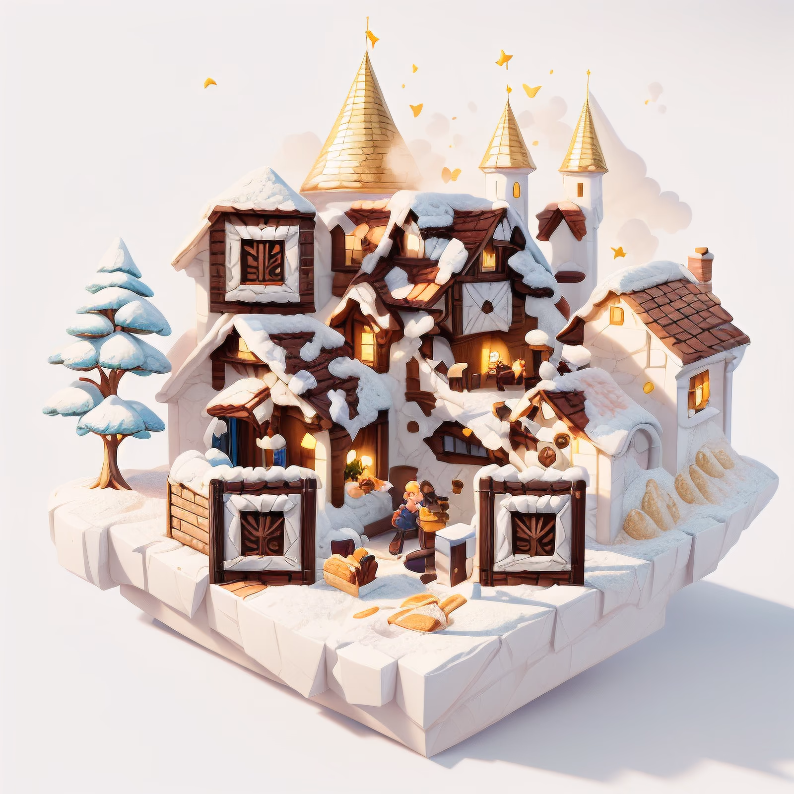 Medieval Bakery Village 3D Render QR Code for Packaging — image 1