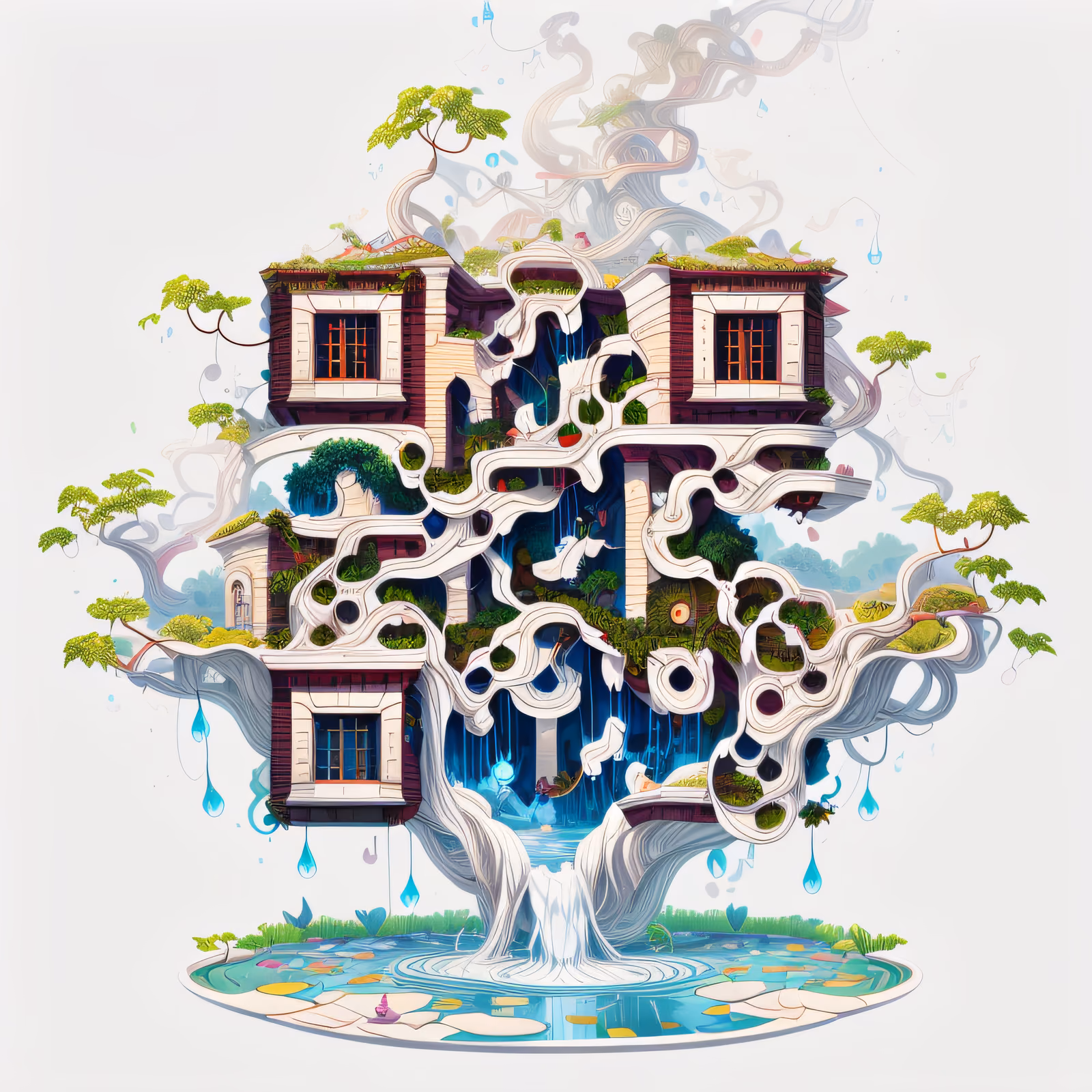 Floating Pond Treehouse 3D QR Code for Posters — image 1