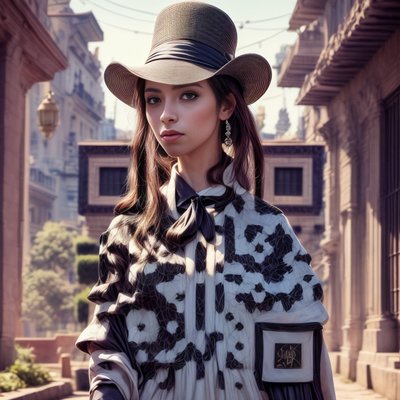 Woman in Hat Street Portrait QR Code Art