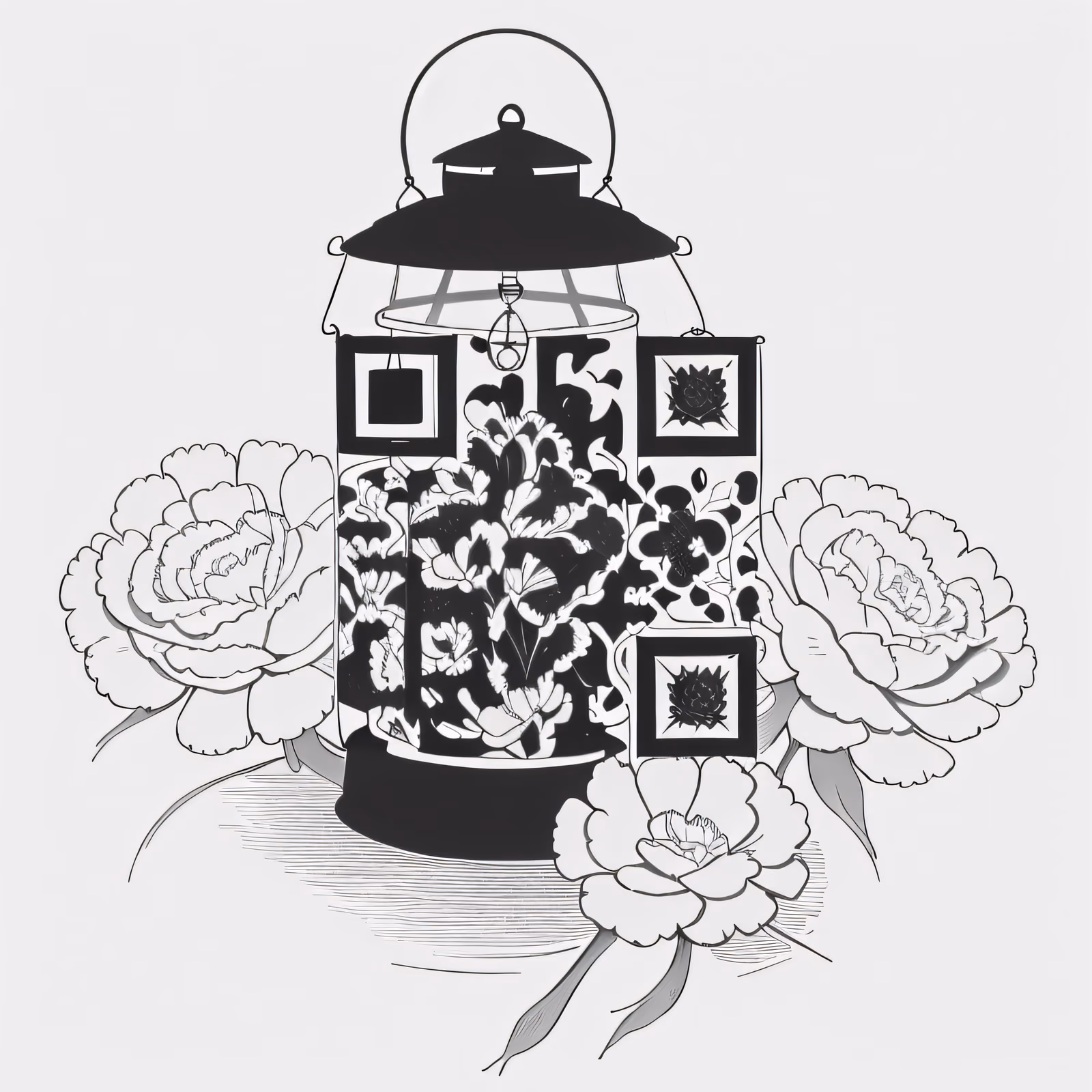 Carnation Lantern Ink Tattoo QR Code for Temporary Tattoos — image 1
