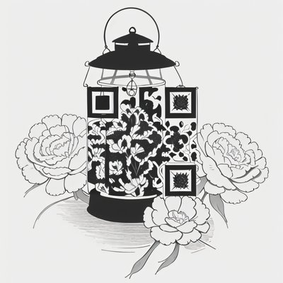 Carnation Lantern Ink Tattoo QR Code for Temporary Tattoos