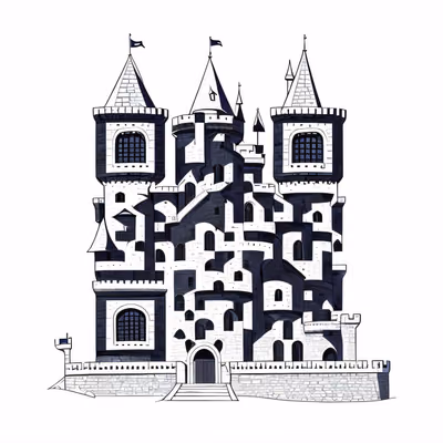 Medieval Castle Tattoo Line Art QR Code for Temporary Tattoos — image 1