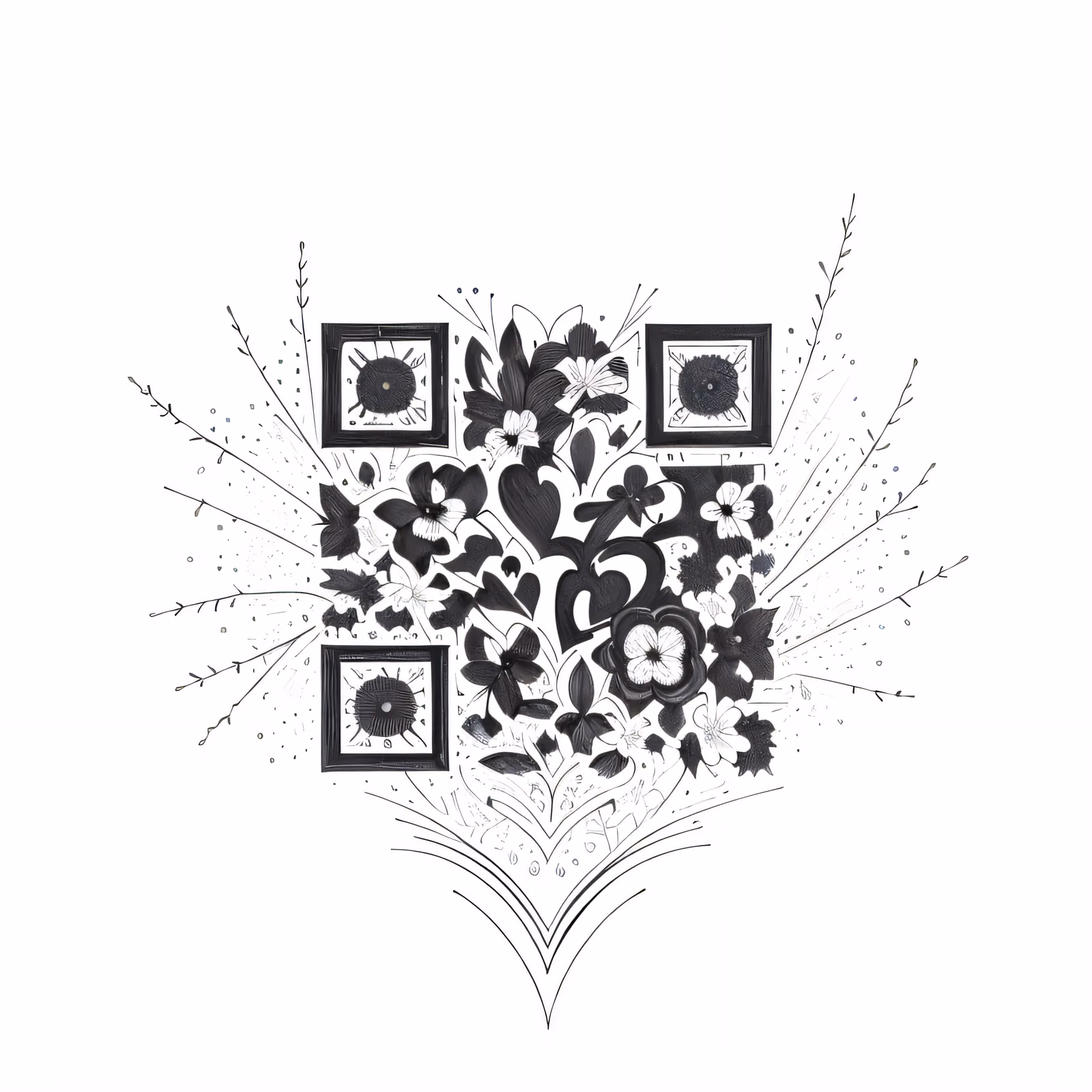 Wildflower Heart Ink Tattoo QR Code for Temporary Tattoos — image 1