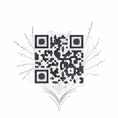 Wildflower Heart Ink Tattoo QR Code for Temporary Tattoos — image 1