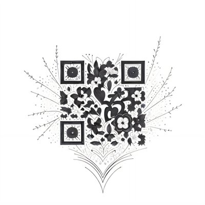 Wildflower Heart Ink Tattoo QR Code for Temporary Tattoos