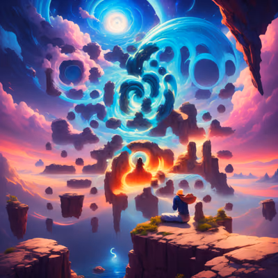 Floating Islands Vortex Sky Fantasy QR Code for Posters — image 1