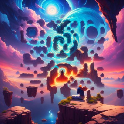 Floating Islands Vortex Sky Fantasy QR Code for Posters