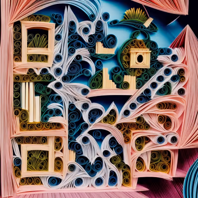 Quilled Paper City Townscape QR Code Art — image 1