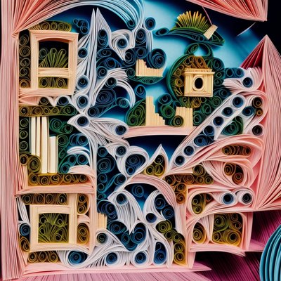 Quilled Paper City Townscape QR Code Art