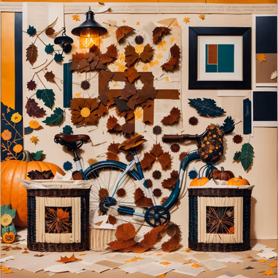 Autumn Bicycle Paper Collage QR Code Art — image 1