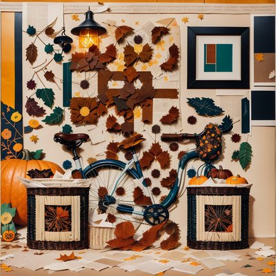 Autumn Bicycle Paper Collage QR Code Art