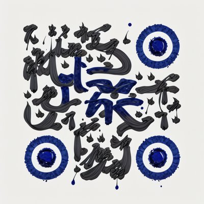 Sapphire Ink Calligraphy QR Code Art
