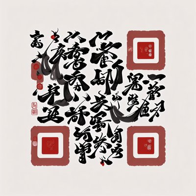 Каллиграфия сёдо чёрной тушью: QR-код