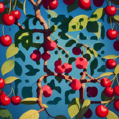 Cherry Tree Vector Illustration QR Code Art