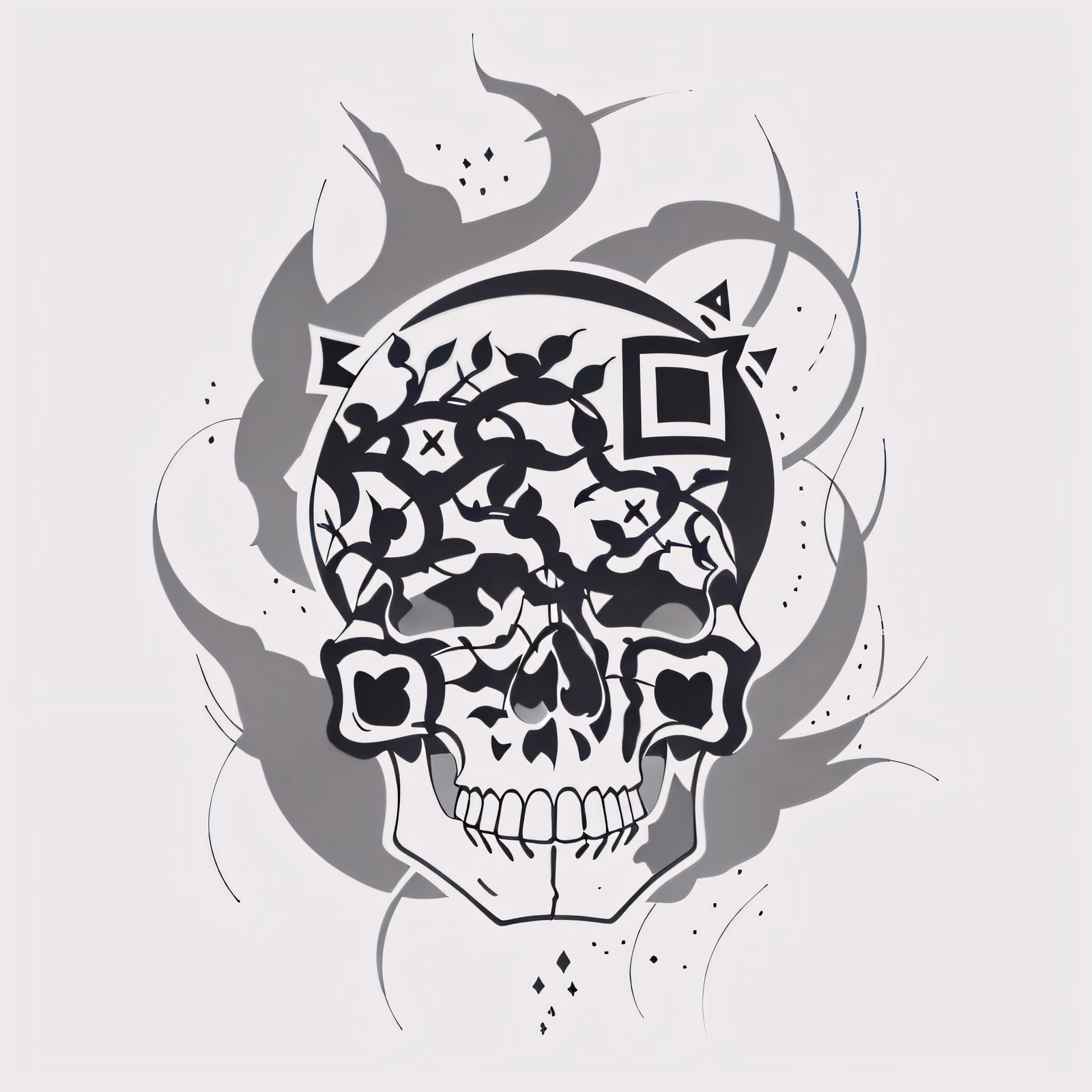 Vine Wrapped Skull Tattoo QR Code for Temporary Tattoos — image 1