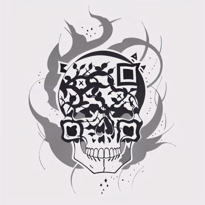 Vine Wrapped Skull Tattoo QR Code for Temporary Tattoos — image 1