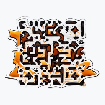 Orange Graffiti Lettering Sticker QR Code for Stickers