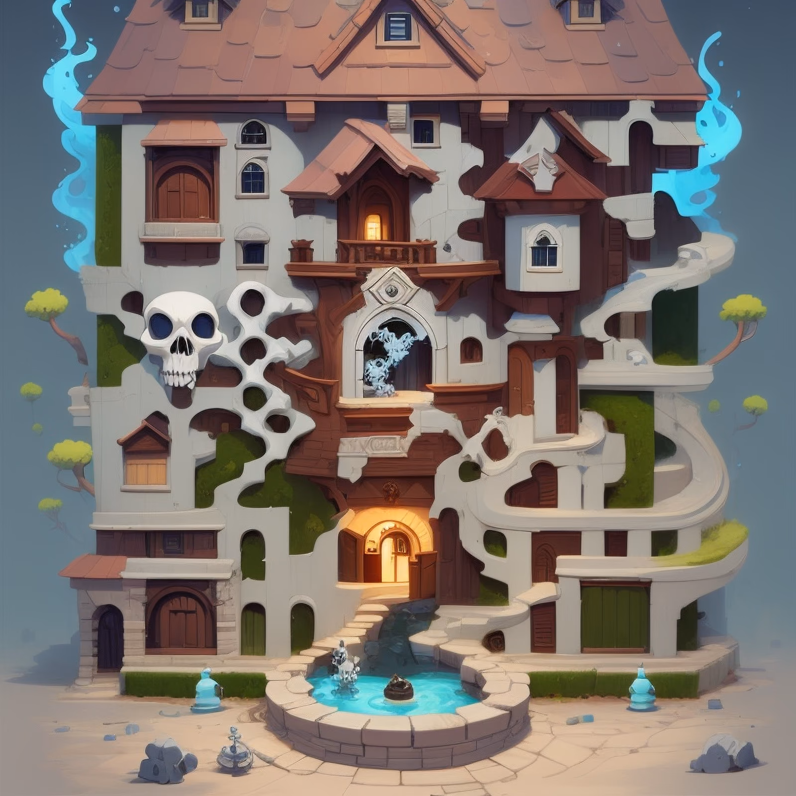 Haunted Cartoon House Game Art QR Code for Posters — image 1
