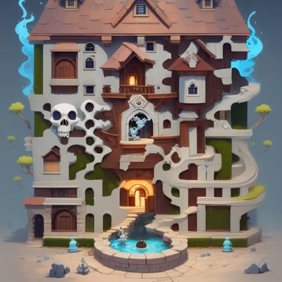 Haunted Cartoon House Game Art QR Code for Posters — image 1