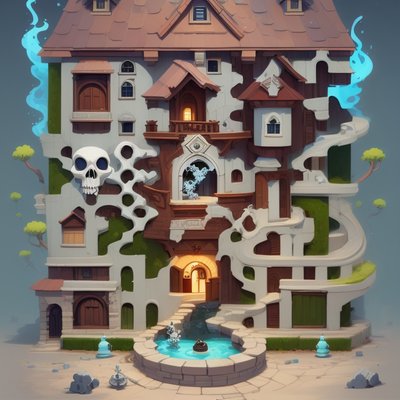 Haunted Cartoon House Game Art QR Code for Posters