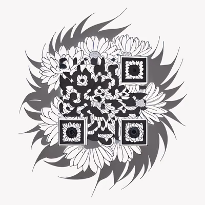 Dahlia Chrysanthemum Ink Tattoo QR Code for Temporary Tattoos — image 1