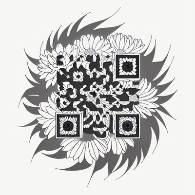 Dahlia Chrysanthemum Ink Tattoo QR Code for Temporary Tattoos