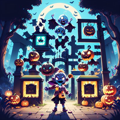 Zombie Kid Halloween Game Art QR Code for Posters