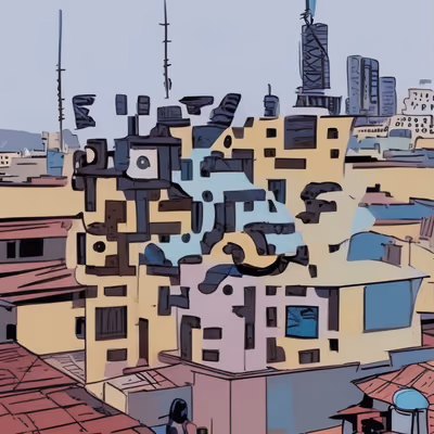 Rooftop Cityscape Comic Book QR Code for Posters — image 1