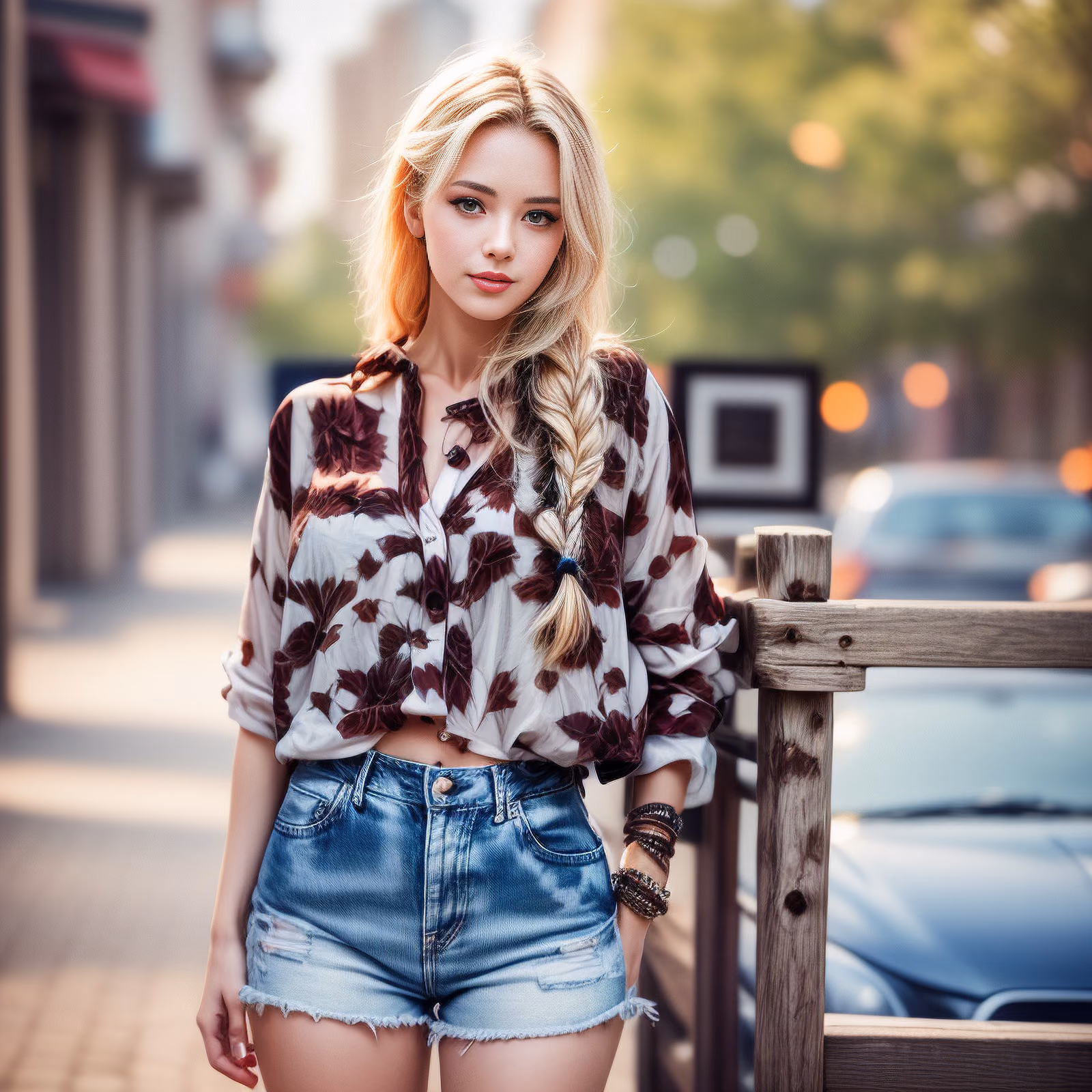 Blonde Woman Street Portrait QR Code — image 1