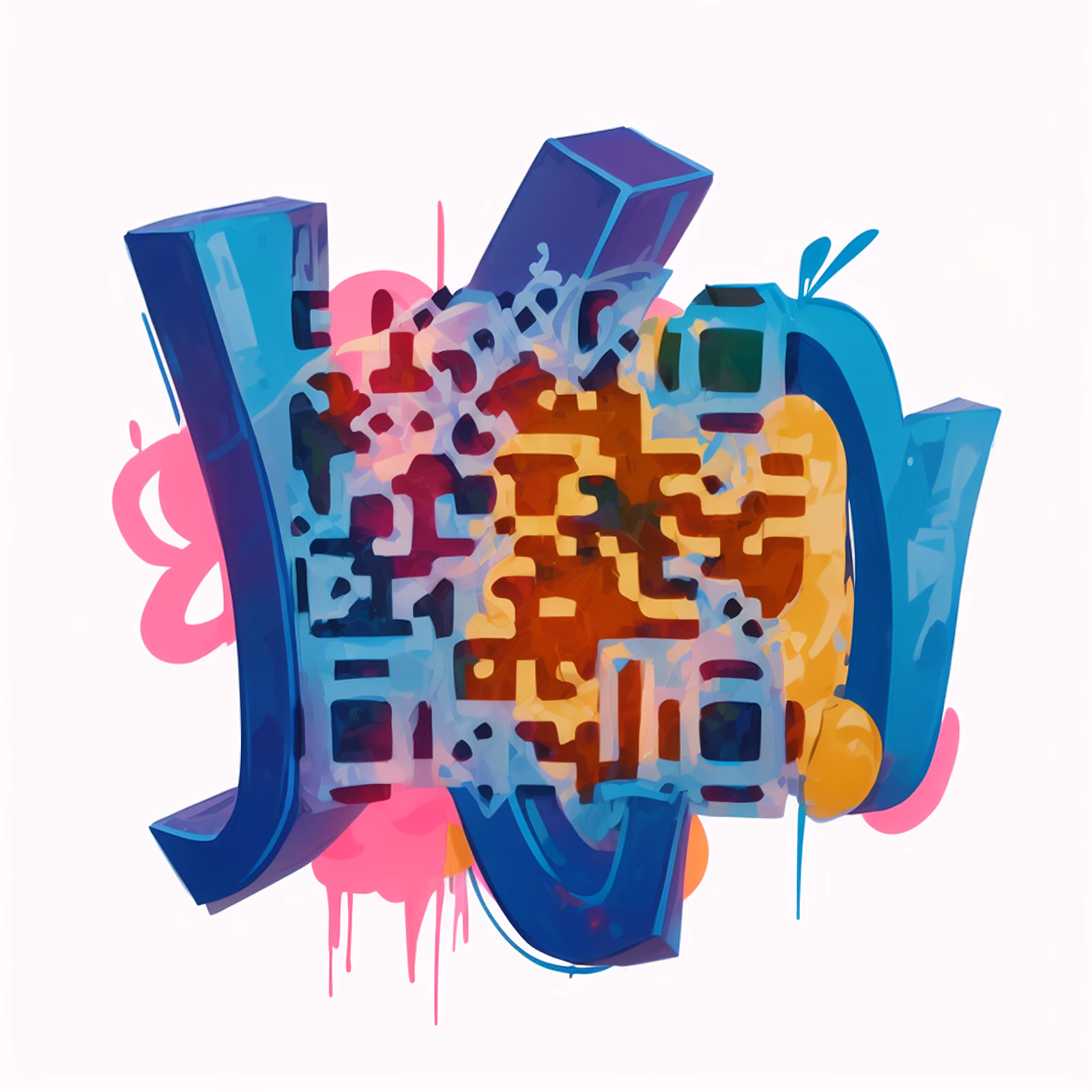 Graffiti Block Lettering QR Code for Apparel — image 1