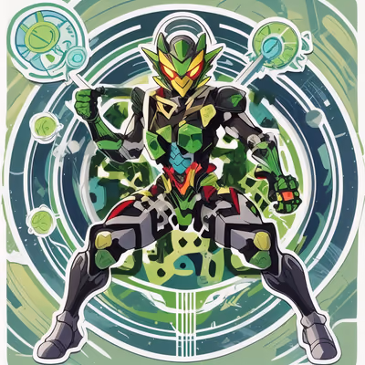Green Armored Hero Vector QR Code for Stickers — image 1