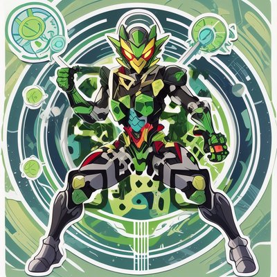 Green Armored Hero Vector QR Code for Stickers