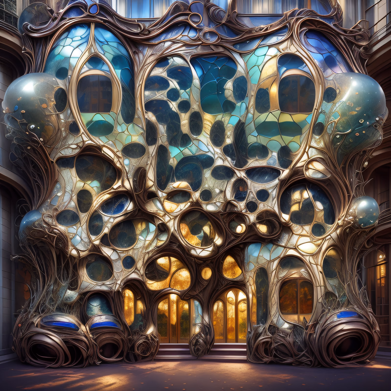 Art Nouveau Stained Glass Facade QR Code Art — image 1