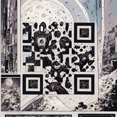 Hooded Figures Comic Panel QR Code for Book Covers
