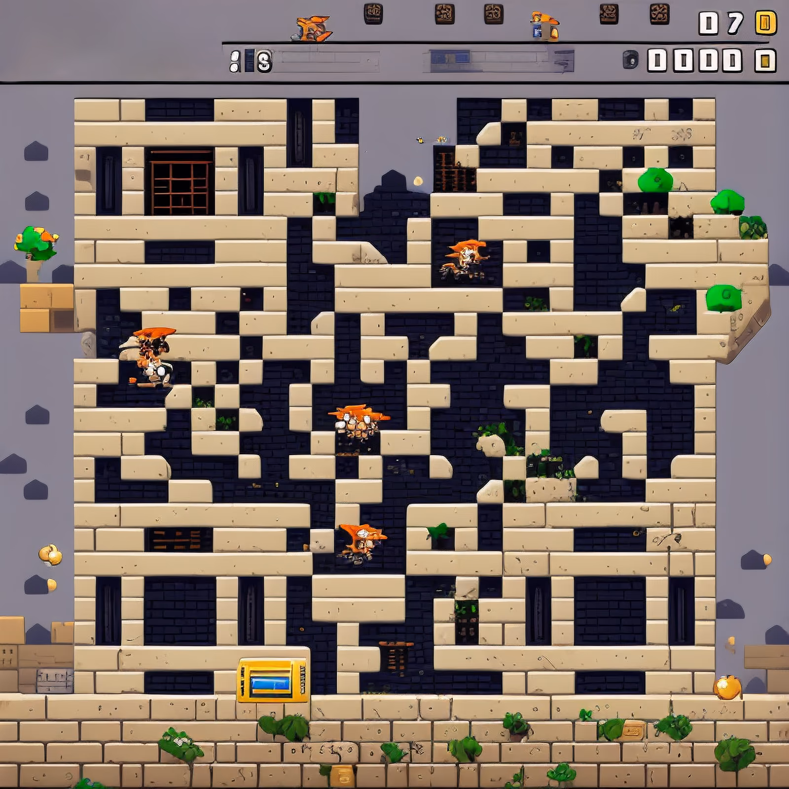 Pixel Art Platformer Brick Tower QR Code for Posters — image 1