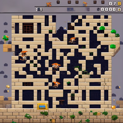Pixel Art Platformer Brick Tower QR Code for Posters — image 1