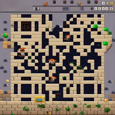 Pixel Art Platformer Brick Tower QR Code for Posters