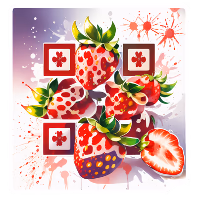 Strawberry Splatter Vector QR Code for Stickers — image 1