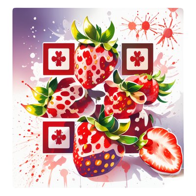 Strawberry Splatter Vector QR Code for Stickers