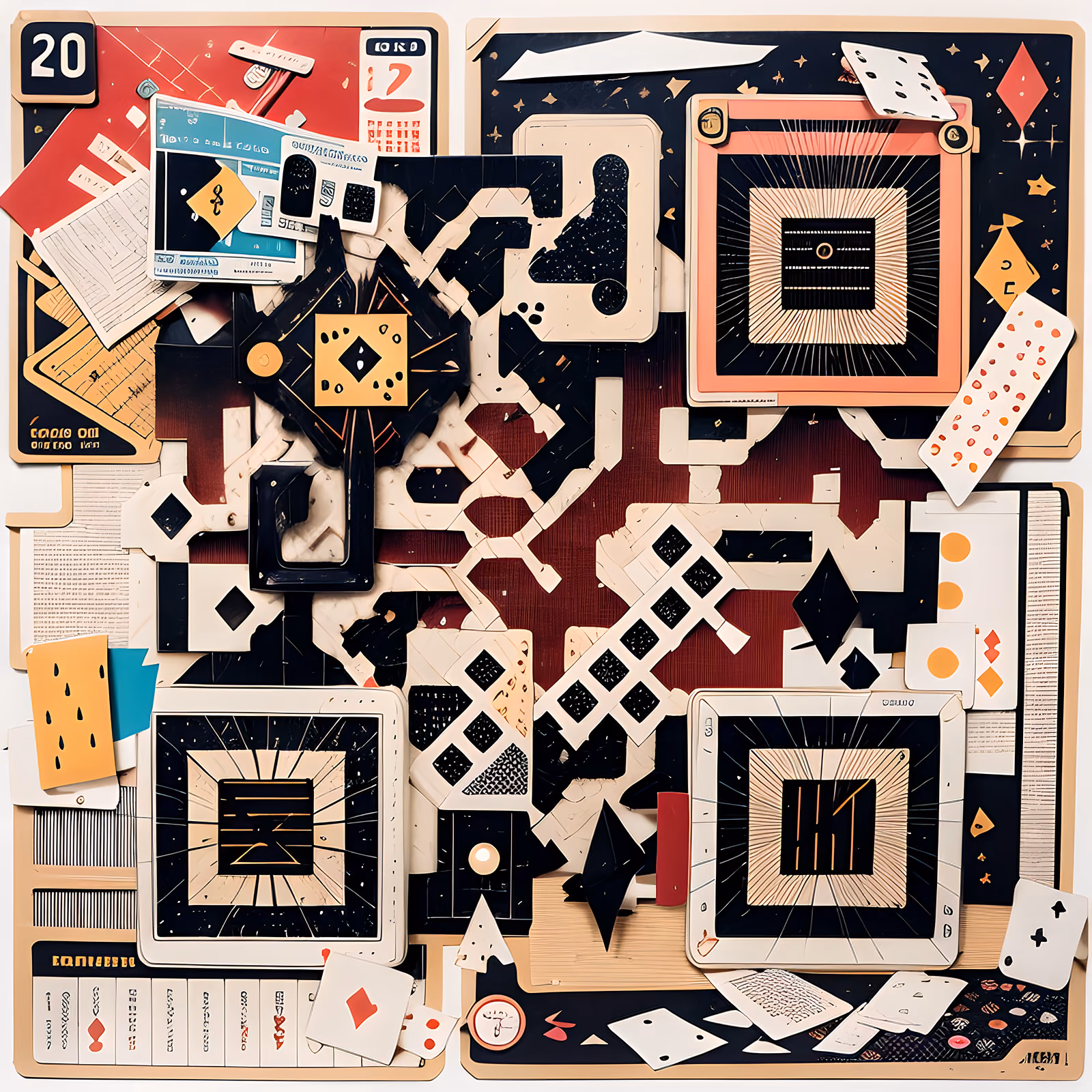 Коллаж из бумаги в стиле настольных игр: QR-код для постеров — изображение 1