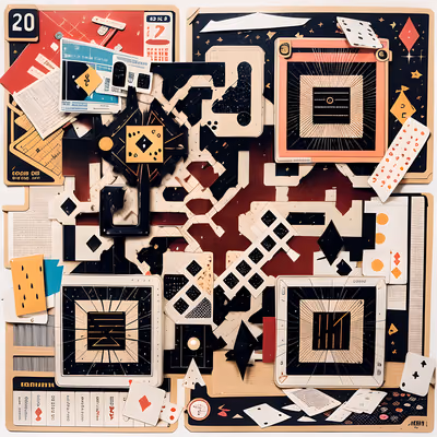 Коллаж из бумаги в стиле настольных игр: QR-код для постеров — изображение 1