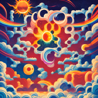 Psychedelic Sun and Moon Sky QR Code for Posters — image 1