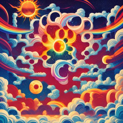 Psychedelic Sun and Moon Sky QR Code for Posters